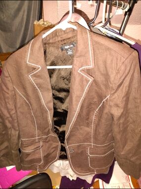 Style & Co. Brown Blazer with Contrast Stitching